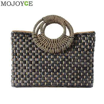 

New Hand basket shopping bag Bali Island Hand Woven Bag Butterfly buckle Straw Bags Satchel Wind Bohemia Beach Bag