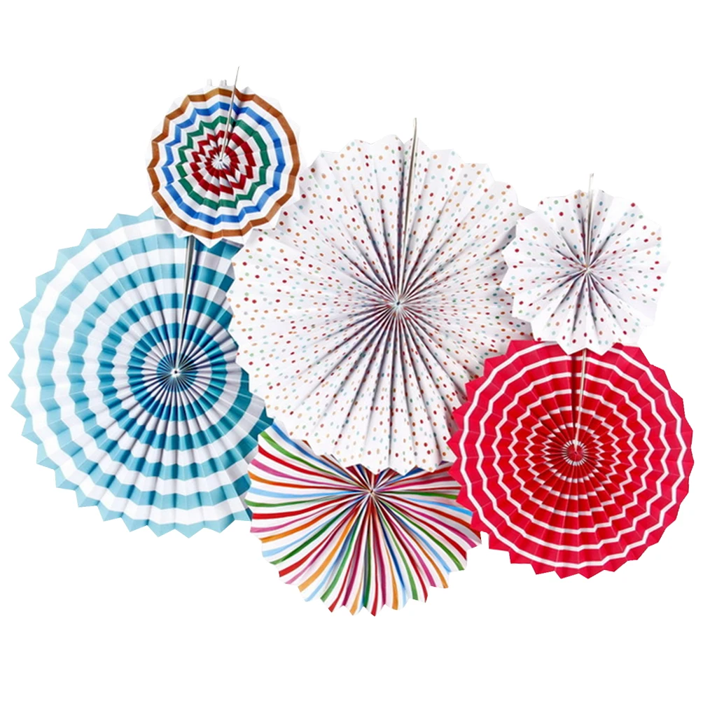 6pcs Colorful Tissue Paper Wheel Fans Rosettes Set Wall Photo Backdrop Wedding Birthday Baby Shower Party Hanging Decor