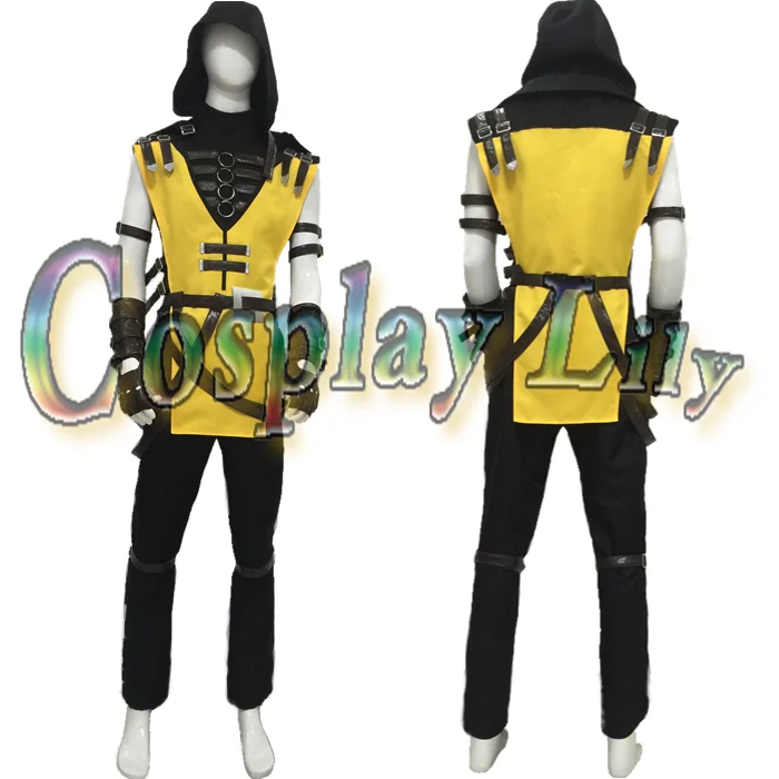 Mortal Kombat Scorpion Hanzo Hasashi Cosplay Costume outfit Game Adult Costume