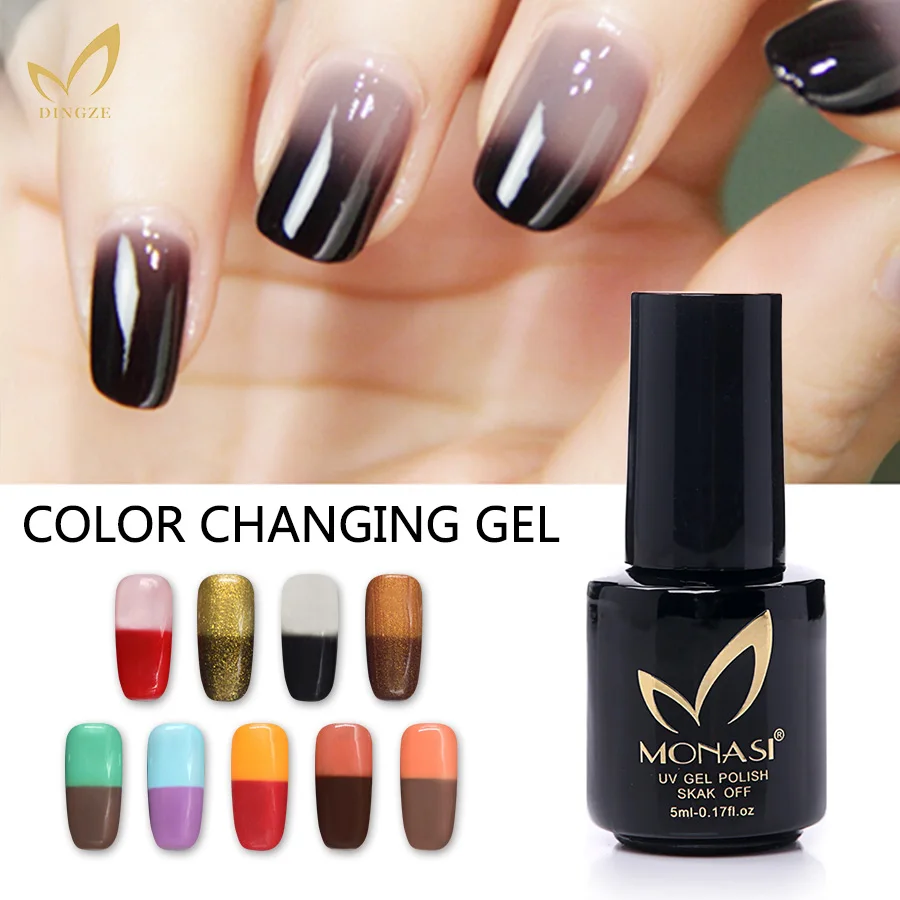 MONASI Color Mood Changing Kit Gel Nail Polish Glitter Design Charming  Change Varnishes Long Lasting Gold Temperature Chameleon - AliExpress  Beauty & Health