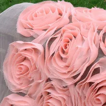 1 ярд 91*130 см, Розовый 3D шифон Роза из кружевной ткани вышитые, свадебная одежда швейные ткани, декоративные тюль сетки Diy ткань