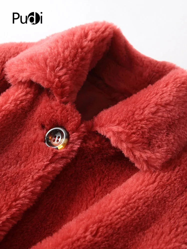 PUDI A18225 Женское зимнее пальто из настоящей шерсти с капюшоном, теплая куртка, пальто для девочек, Женская длинная куртка, пальто