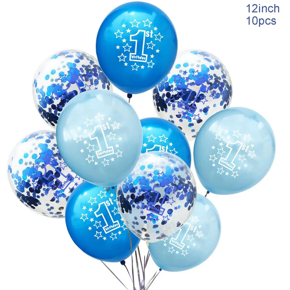LAPHIL воздушные шары для первого дня рождения, голубые, розовые латексные воздушные шары, украшения для первого дня рождения, Детские вечерние принадлежности на один год
