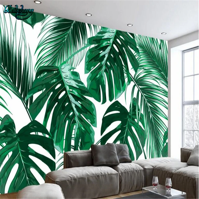 Beibehang Modern Minimalist Fresh Rainforest Plant Banana Leaf Beibehang Modern Minimalist Fresh Rainforest Plant Banana Leaf Idyllic Murals Lounge Sofa Television Background Wall