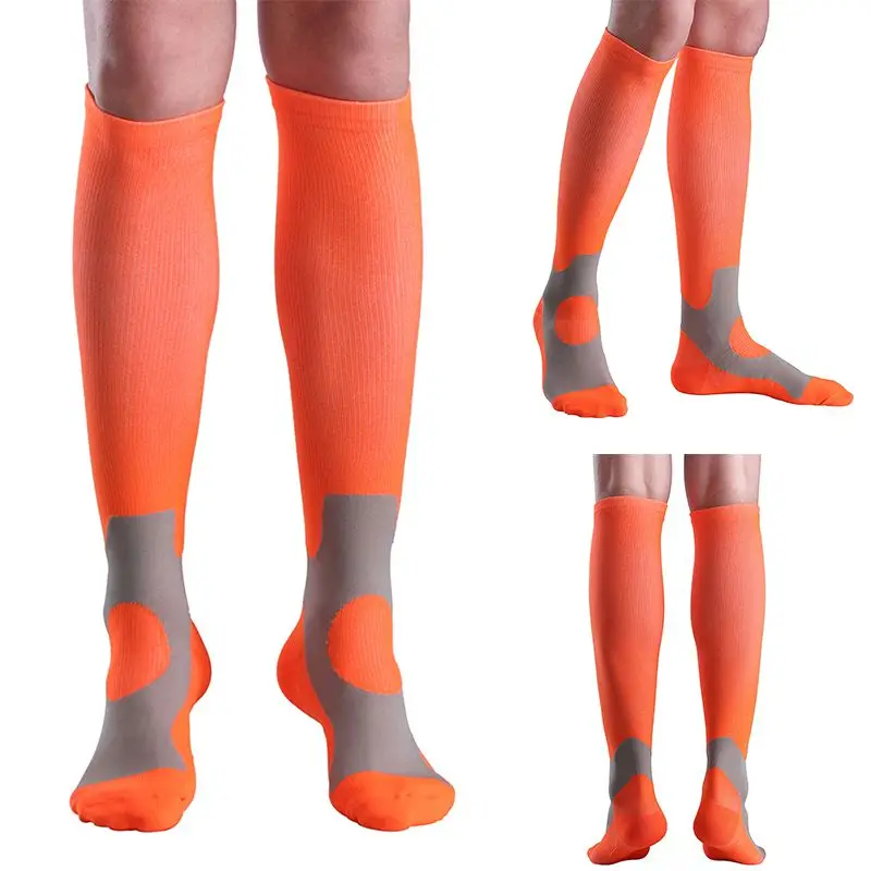 Мужские спортивные носки, эластичные футбольные носки для поддержки ног, плавные Компрессионные носки, прочные велосипедные носки под давлением