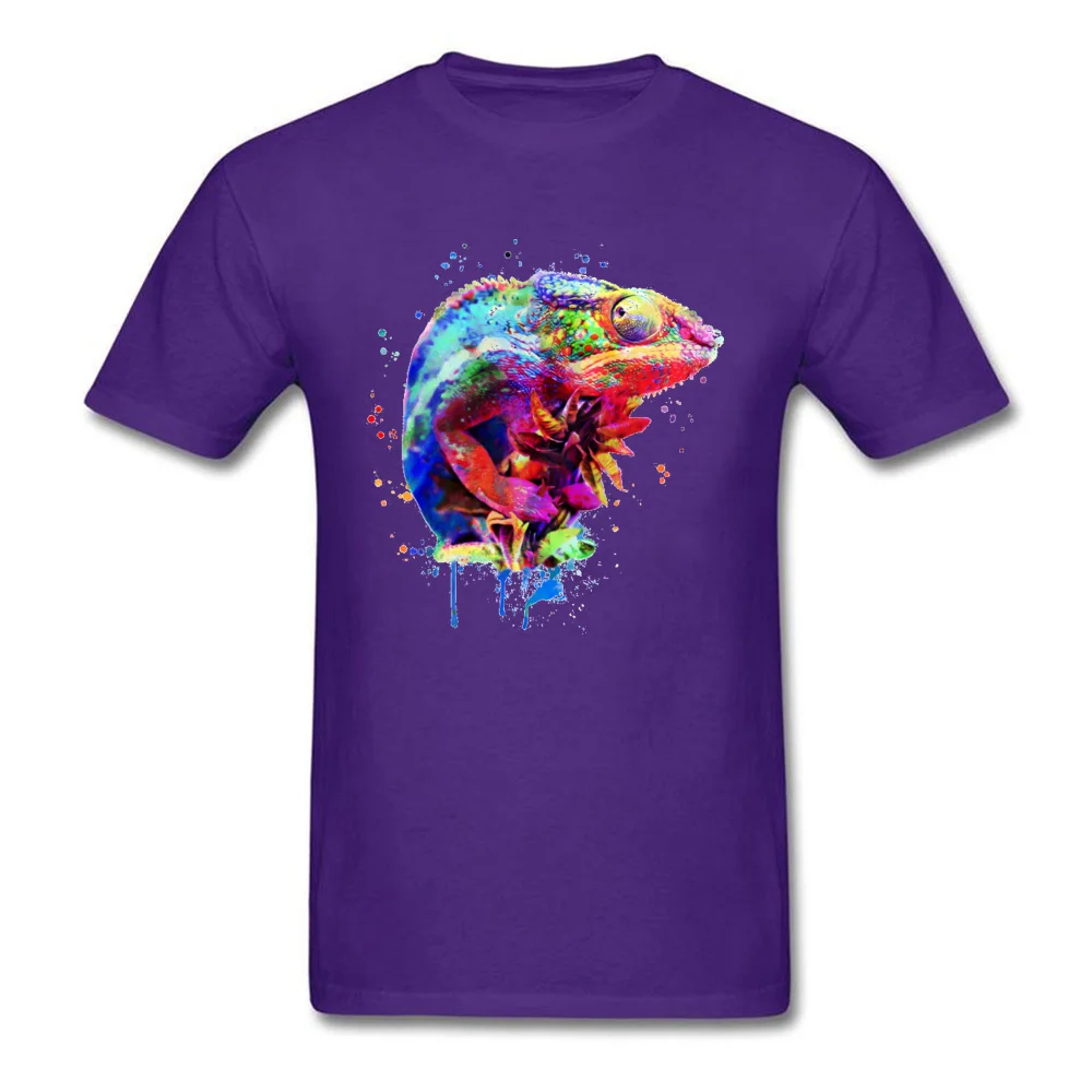 Special Mens T-Shirt Panther-Chameleon-Watercolor Europe T Shirt All Cotton Short Sleeve Casual T Shirt Round Neck Panther-Chameleon-Watercolor purple