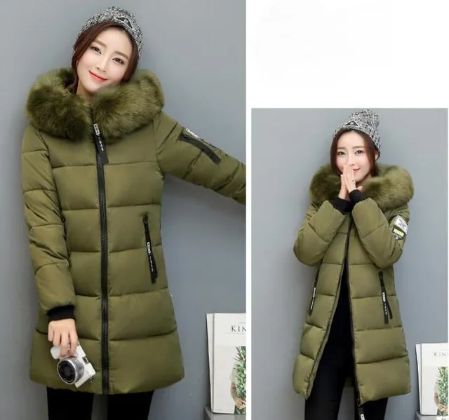2018 autumn Winter women fur collar Long hoodie Down Jacket Plus Size Long Hooded Duck Down thick Parkas