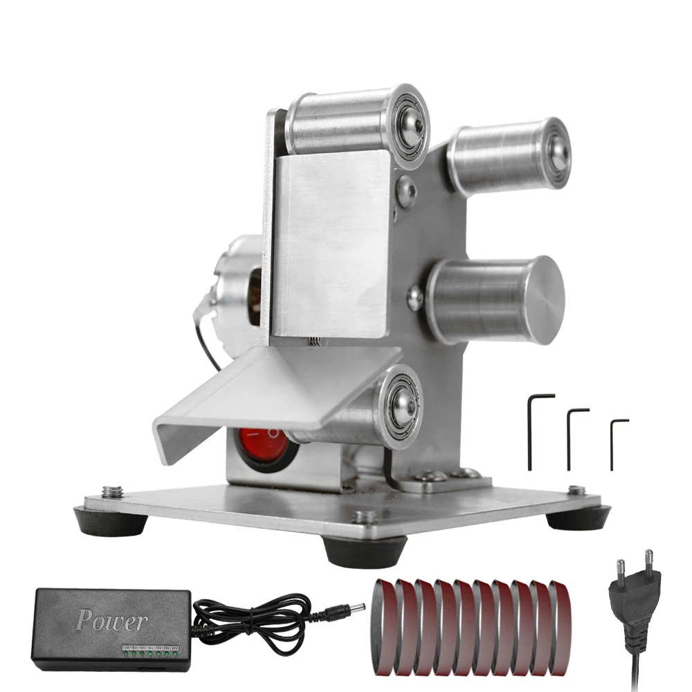 Мини электрический ленточный шлифовальный станок многофункциональный измельчитель DIY шлифовальная полировальная машинка резец кромки точилка - Цвет: EU-4