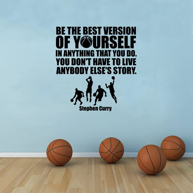 

YOYOYU Wall Decal Sports NBA Vinyl Indoor Retro Poster Stephen Curry Quote Basketball Room Decors YO005
