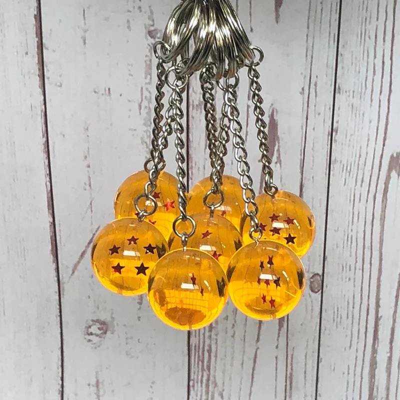 

Free Shipping 7 pieces / set 3.5cm Dragon Ball Z 7 Star Crystal Ball Keychain Pendant 1 2 3 4 5 6 7 Star Complete