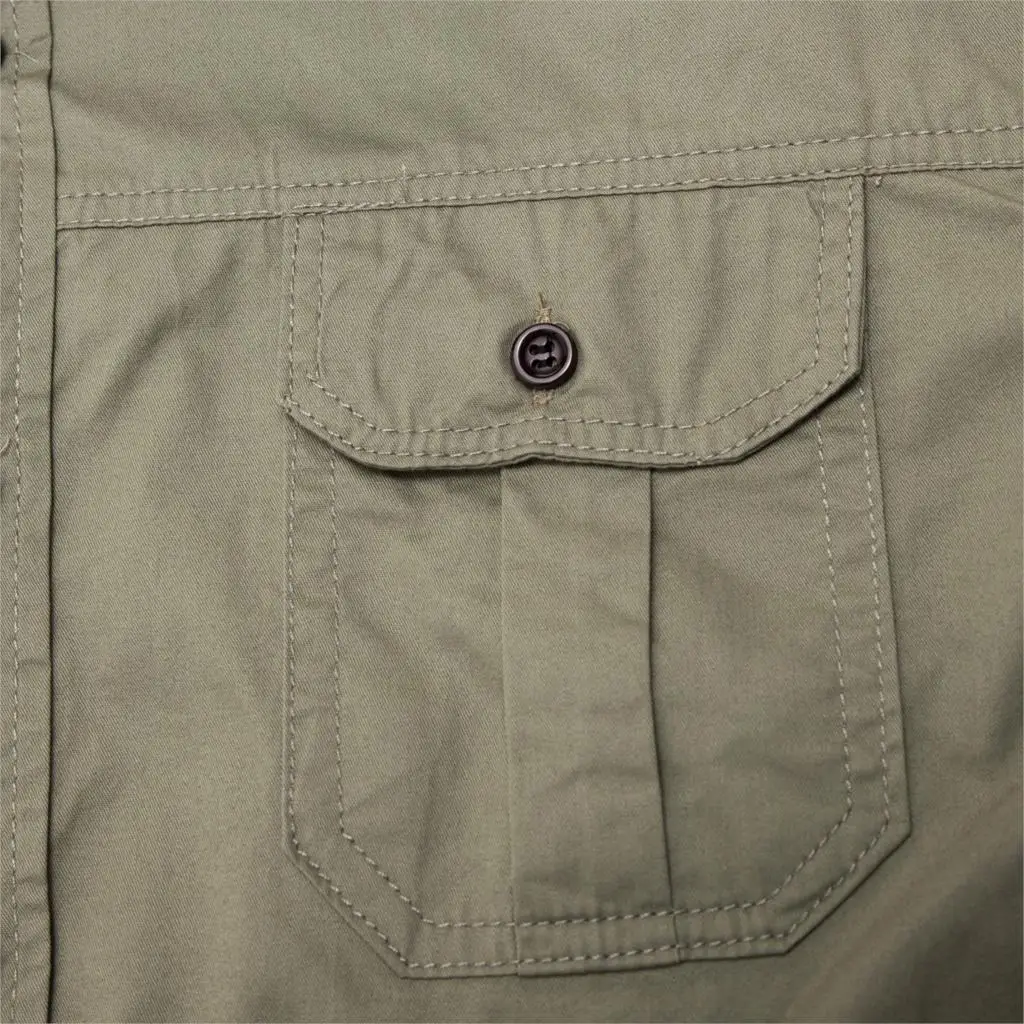 FREDD MARSHALL Mens Military Style Short Sleeve Button Down Shirt 100% Cotton