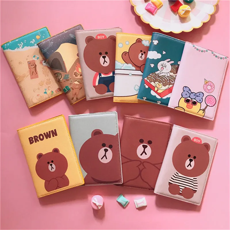 

Passport set fashion passport this wholesale ticket folder brown mouse color Korean passport folder multi-card passport card car