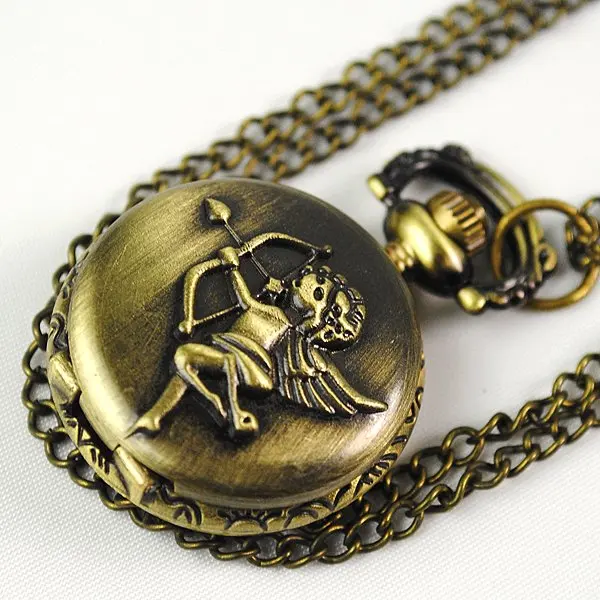 Mini Bronze Engraved Cupid Electronic Pocket Watch | Наручные часы