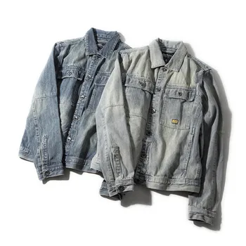

2018 Men's Fashion Denim Jacket Autumn Winter Dark Blue Denim Jacket Size M-2XL 3XL