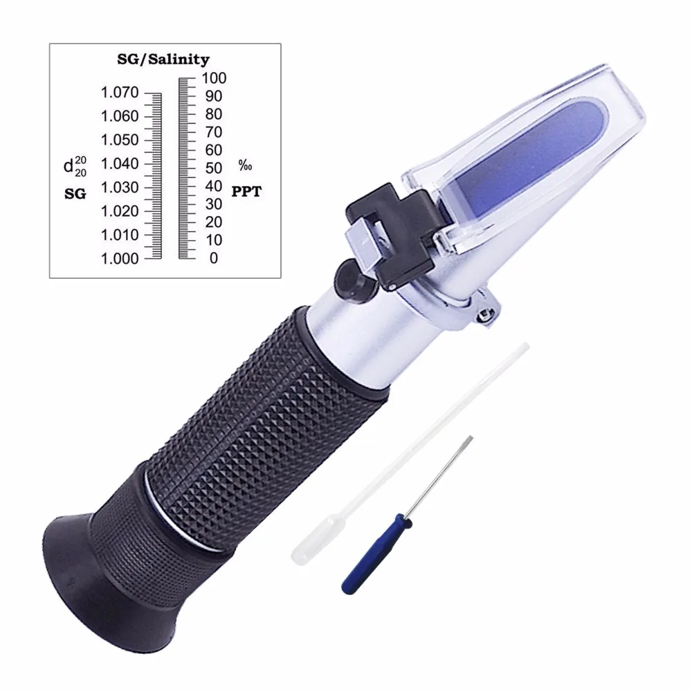 Traditional NaCI Salinity Refractometer Brix ATC Aquarium Salt Water