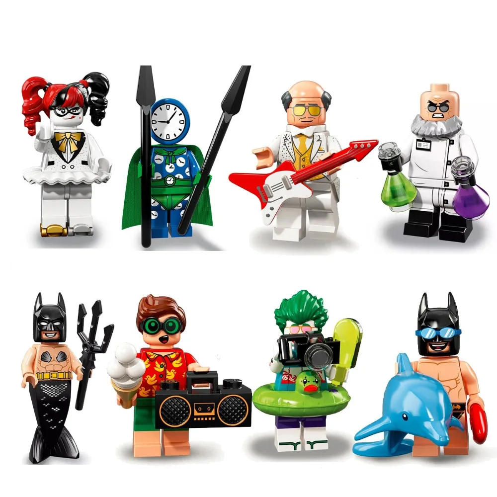 

Cartoon Figure Harley Quinn Mermaid Hugo Robin Clock King Joker Creative model Building Blocks Toys friends Figures