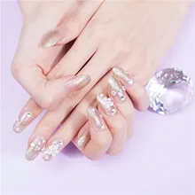 Свадебные украшения для ногтей 24 шт поддельные ногти для невесты DIY 3D цветок Алмазный золотой блеск накладные наклейки для ногтей на искусственные ногти Полные Советы