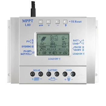 

MPPT 80A Solar Charge Controller 12V 24V Regulador Solar 80A for Max 48V Input with Light and Timer Control USB 5VOutput