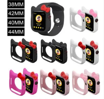 

100pcs Case for apple watch case series 4 3 2 1 38 42mm 40 44mm band protector For iWatch silicone cartoon design for Minnie Kid