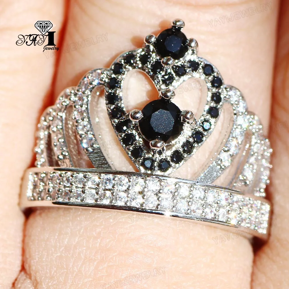 Ювелирные изделия YaYI Princess Cut 8 CT черные циркониевые серебряные кольца для