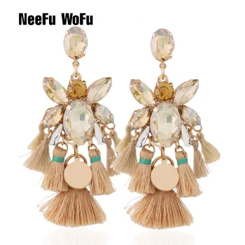 

NeeFu WoFu Bohemian tassel Earring glass Earrings insect Large fashion charm earrings for woman Brinco Ear Oorbellen
