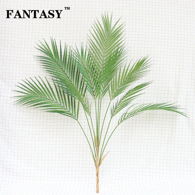 88cm 9 Fork Tropical Fake Palm Tree Bouquet Artificial Leaves Branch Large Green False Plant Plastic Leaf For Hawaii Party Decor