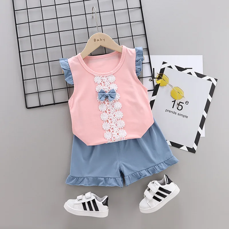 

New Baby Clothes Sets Summer Cotton Lace Girl Clothing Toddler Outfit Kids Sport wear Tracksuit For Girls Suits First 2 3 years
