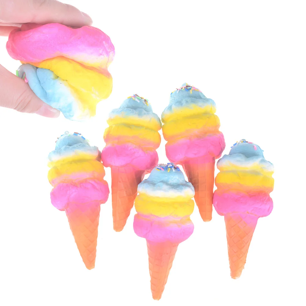 

New 1Pcs Cute Colorful Rainbow Ice Cream Slow Rising Bread Bun Cake Sweet Charm Scented Kid Fun Toy Gift 16cmx4cm