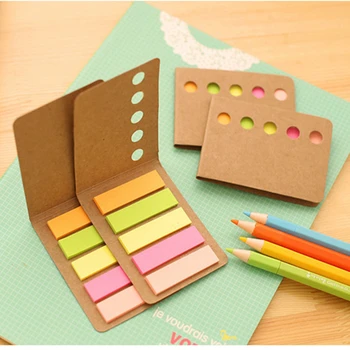 

3 PCS Simple Kraft Cover Memo Pad Lovely Kawaii Mini Colorful Post It Note Paper Indexes Bookmark Sticky For Kids School Gift