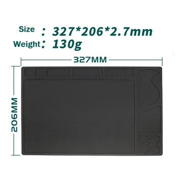 

327mm×206mm Silica Gel Pad Insulation Skid Resistance To High Temperature Repair Work Platform Insulation Maintenance Table Mat