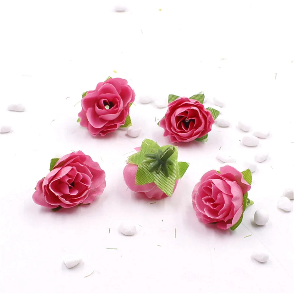 50 pçs 2.5cm flores artificiais rosas flor de seda pequeno chá bud flores  feitas à mão diy cabeça guirlandas para decoração de casa casamento|head  garland|rose smallartificial flowers silk flower - AliExpress