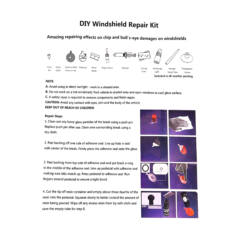 Набор инструментов для ремонта UV светильник DIY автомобильный набор Стекло для chips On Board) трещины лобовое стекло автомобиля Ремкомплект Стекло лобового стекла автомобиля Restor#2