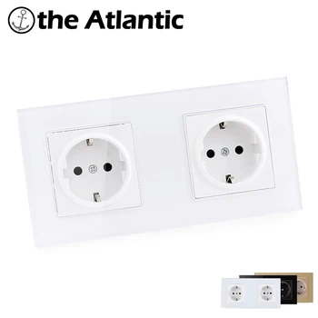 

Atlantic EU/DE/RU Socket Crystal Glass Switch Wall Plug Socket Tempered Crystal Glass Panel 110-250V 50/60Hz Wall Power Socket