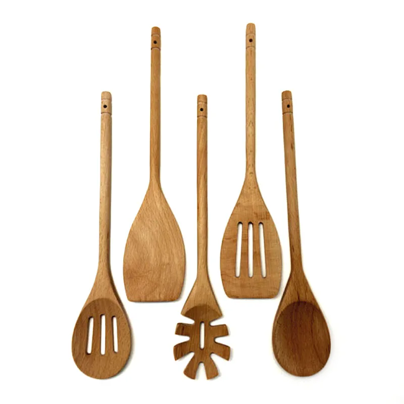 High Quality Natural Beech Wooden Spoon Shovel Spaghetti Server Slotted Turner Special Kitchen Accessories Cooking Tool 5pcs High Quality Natural Beech Wooden Spoon Shovel Spaghetti Server Slotted Turner Special Kitchen Accessories Cooking Tool 5pcs