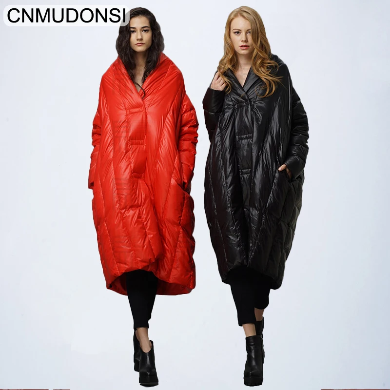 

CNMUDONSI New Fashion Oversize Large Size Loose Winter Jacket 2018 Female's Warm Batwing Sleeve Long Coat Jaqueta Feminina