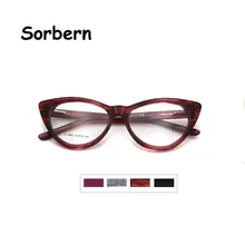 Высокое качество женские солнцезащитные очки "кошачий глаз", очки с оправой Для женщин трендовые Для женщин модная оправа для очков очки из ацетата, прижимная планка Oculos De Grau Feminino