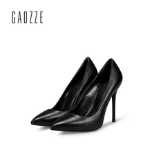GAOZZE Brand Women Pumps Genuine Leather Shoes 10CM sexy high heels female black shoes women shallow mouth stiletto shoes