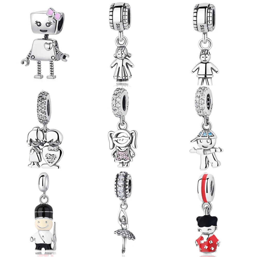

Authentic Original 925 Sterling Sliver Beads Little Boy & Girl Charms Fit Women Pandora Bracelet & Bangle Necklace DIY Jewelry