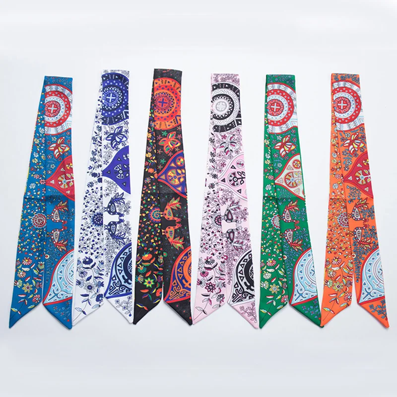 Цветок Пинта саржа эмуляции Шелковый маленький женский шарф мешок для волос ручка галстук многофункциональная ручная тесемка, шарф класса люкс M296