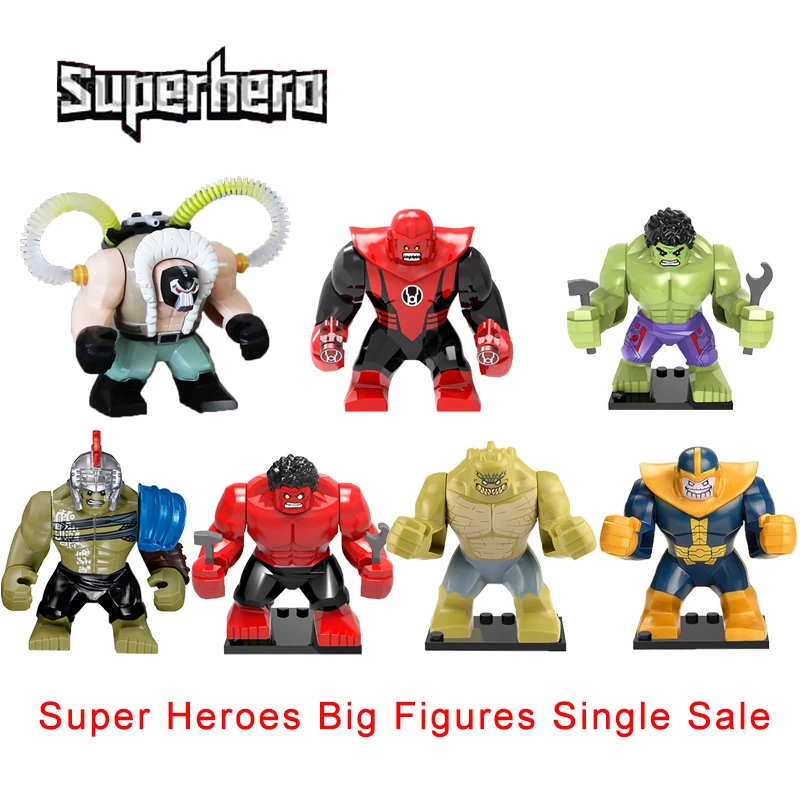 Super Heroes Bige Action Figures Bane Thanos Hulk Killer Croc Thor Avengers Hulk Atrocitus Building Block