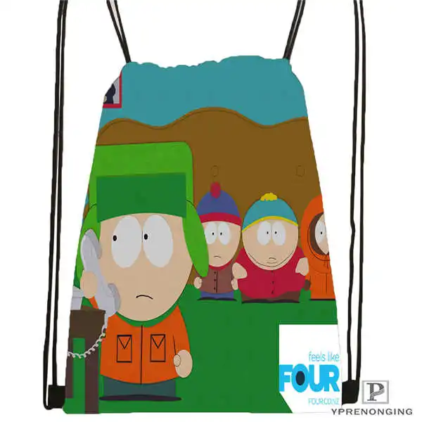 Пользовательские Южно-Парк-походная сумка на шнурке милый рюкзак для детей(черная спинка) 31x40 см#2018612-01-(6