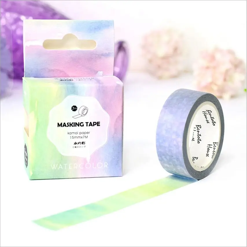 15mm Wide Watercolor Painting Swatch Washi Adhesive Tape DIY Decorative