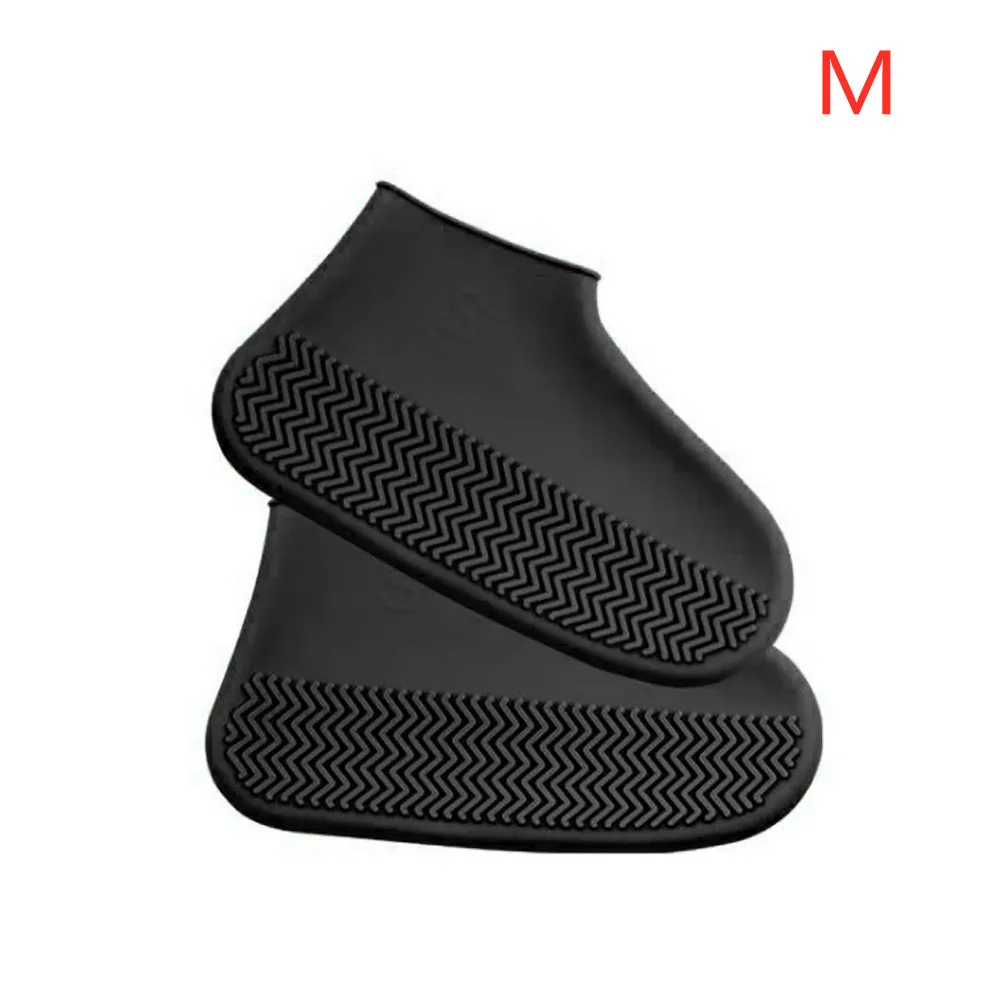 Водонепроницаемая обувь силиконовый чехол для кроссовок походные многоразовые стельки непромокаемые водонепроницаемые стельки для ходьбы - Цвет: Черный