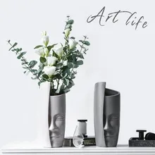 Скандинавское лицо портрет художественная ваза гостиная Цветочная Аранжировка керамическая Цветочная искусственная банка с рисунком цветов фарфоровые цветы статуэтки