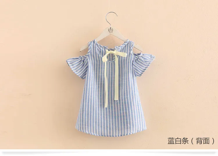 2018 Summer 2 3 4 6 8 10 Years Children Birthday Party Dance Prom Blue Stripe Little Kids Sexy Baby Girls Strap Princess Dress (2)