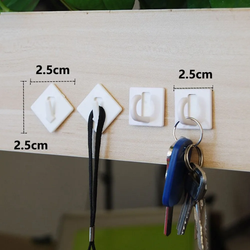 Buy 5pc White Self Adhesive Plastic Square Hook Small