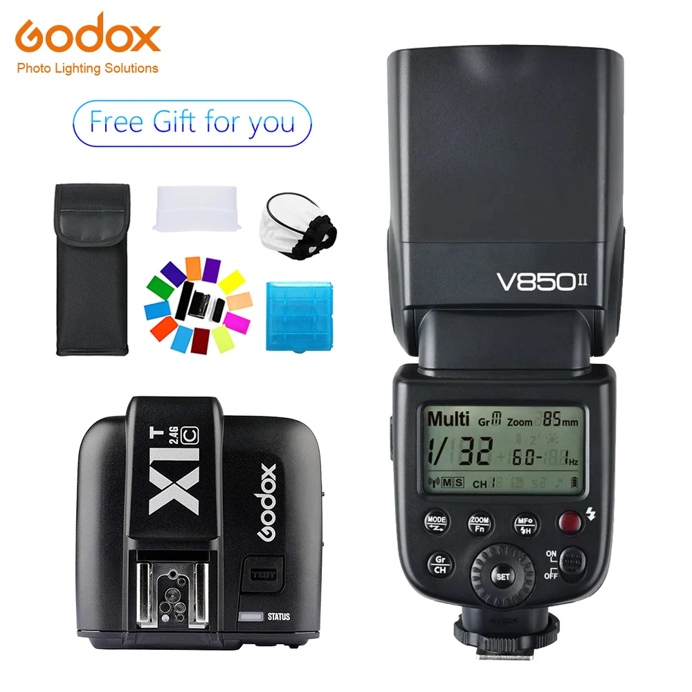 

Godox V850II Speedlite lithium battery flash Wireless 2.4G GN60 +X1T-C Transmitter Wireless Flash Trigge for Canon Camera 1100D