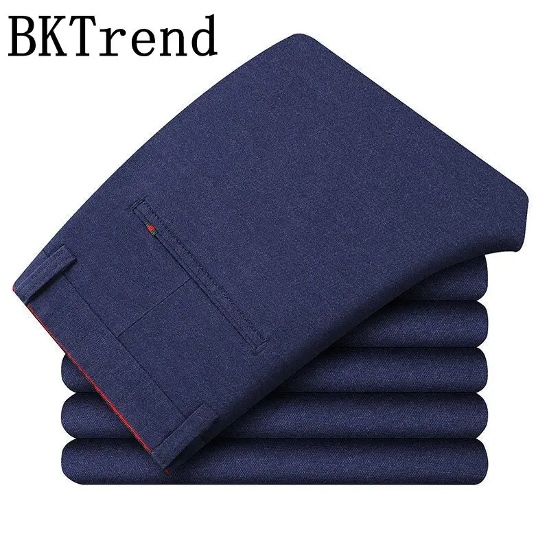 

BKTrend 2019 New Spring Classic Men's High Quality Casual Pants Mens Business Slim Straight Casual Pants Plus Size 38 40