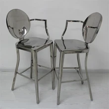 Коммерческая мебель полностью из нержавеющей стали 4 ножки, обеденный стул барный стул на стойке высокий табурет барный стул со спинкой