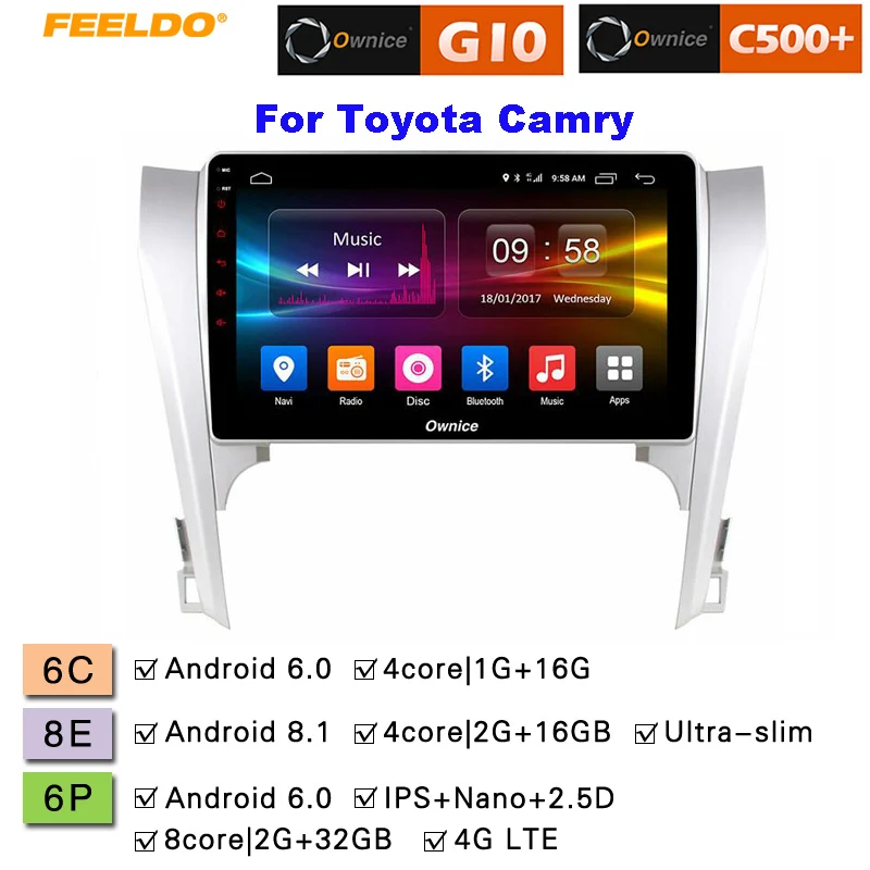 

FEELDO 10.1 "2.5D Nano IPS Screen Android 6.0 Octa Core/DDR3 2G/32G/4G LTE Car Media Player For Toyota Camry 2012 (Camry v50)